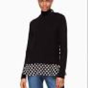 Kate Spade Wool Sweater with Silk Polka Dot Trim Size S